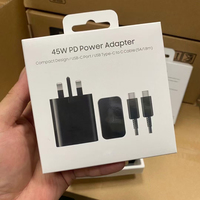 T4510 Adaptateur de voyage PD Câble de chargeur Type C 45W USB C T4511 USB C Adaptateur secteur EU UK Plug Block 45W Adaptateur pour Samsung S24