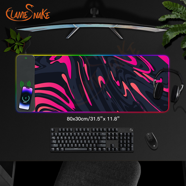 FLAME SNAKE Aesthetics Series XL Wireless Charger Desk Mat , 10w Computer Desk Mat With Wireless Charger