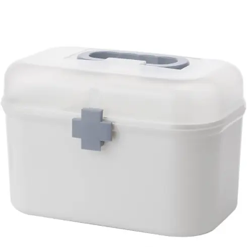 Caixa de plástico para armazenamento de peito, caixa transparente de duas camadas para primeiros socorros, caixa médica, 2023