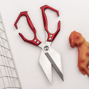 Jin Yan <b>Kitchen</b> Scissors Stainless Steel Large Headed Chicken Bone Shears Versatile Use Red Silver Gold Color - Product Image 1