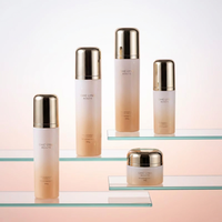 Ensemble d'emballages cosmétiques cylindriques écologiques recyclables OEM/ODM, flacon en verre rose givré vide avec logo personnalisé