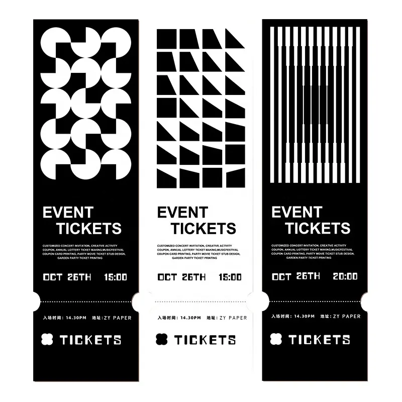 ZY Products Printable Tickets with Tear-Away Stub 1.75" x 5.5" Matte White 500 Blank Ticket for Laser and Inkjet Printer Cards