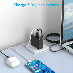 Chargeur mural USB C pliable à 3 ports 65W, chargeur rapide PD GaN pour iPhone 13/13 Mini/13 Pro/13 Pro Max/SE/11/XR/XS, Samsung S22 +/S2 - Product Image 2