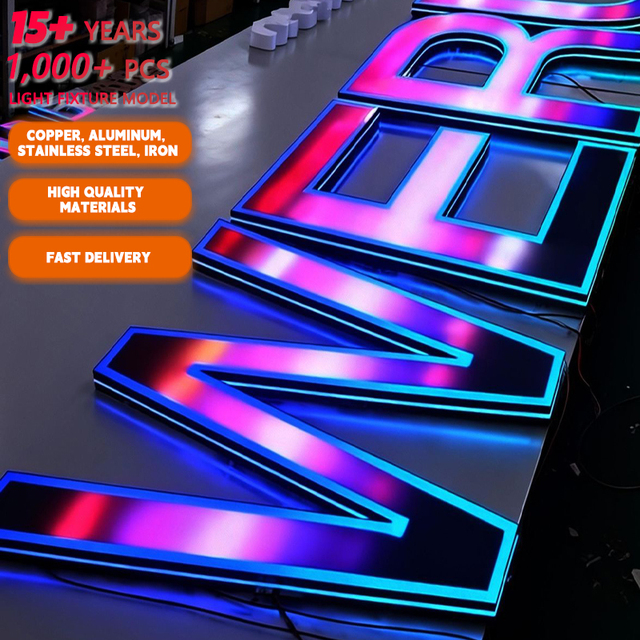 Bar KTV LED Metal Sign Custom RGB Color Channel Letters Dynamic Illuminated Logo IP65 5-Year Warranty Party Club Advertising