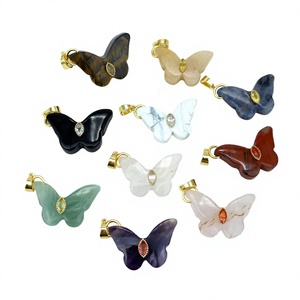 Pendentif Breloque Papillon en Pierre Précieuse Plaqué Or 18K avec Zircon, Bijou pour Cadeau, Fête, Mariage FLY - Product Image 4