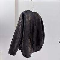 Veste décontractée en cuir tricoté pour femme, en peau de mouton, coupe simple boutonnage, coupe-vent, pour l'automne, idéale pour superposer dans la ville