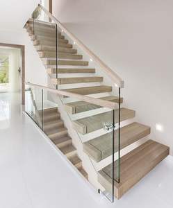 Revêtement de sol intérieur moderne de luxe pour hôtels, marches d'escalier droites en bois massif, fer et marbre, <span class=keywords><strong>construction</strong></span> métallique pour intérieur - Product Image 5
