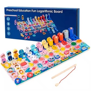 Produits pour enfants : Jeu Montessori en bois multifonctionnel pour bébé, jeu logarithmique, planche d'association <span class=keywords><strong>de</strong></span> formes en bois, jouets <span class=keywords><strong>de</strong></span> pêche pour bébé - Product Image 4
