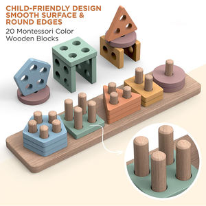 Jouets <span class=keywords><strong>Montessori</strong></span> Tri et empilage en bois, jouets <span class=keywords><strong>Montessori</strong></span> pour garçons et filles de 1 à 3 ans - Product Image 4