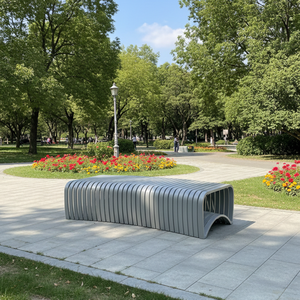 Banc à lattes en aluminium moderne sans dossier <span class=keywords><strong>de</strong></span> qualité commerciale, mobilier d'<span class=keywords><strong>extérieur</strong></span> pour hôtels et projets hôteliers - Product Image 3