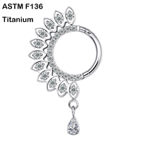 Éternel Métal ASTM F136 G23 Titane CNC Sculpture CZ Clouté Nez Anneau Oreille Cartilage Piercings Articulé Segment Daith Anneau