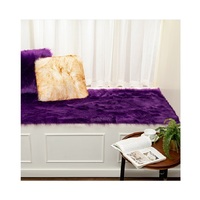 Tapis rond doux en fausse fourrure de mouton, grand accessoire blanc et rose, parfait pour une chambre à coucher, moquette synthétique pelucheuse et douce