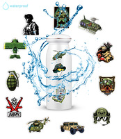50 pièces Force militaire réservoir voiture Graffiti autocollants pour bagages bouteille voiture décor vert soldats arme pistolet autocollant