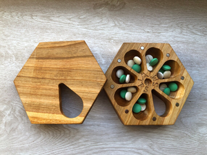Boîte à pilules étui de 7 jours organiser boîte à pilules de voyage hebdomadaire bouffée de pissenlit conteneur en <span class=keywords><strong>bois</strong></span> pilule en <span class=keywords><strong>bois</strong></span> boîte de jour de soleil et de lune - Product Image 3