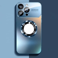 Étui en alliage de titane TPU + PC magnétique avec grande fenêtre en verre givré pour iPhone 16 Pro Max 15 14 13 12 Pro
