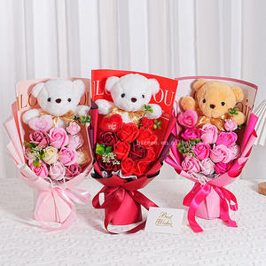 <span class=keywords><strong>Orsacchiotto</strong></span> di Fiori di Sapone Personalizzabile, Peluche all'Ingrosso, Regalo per Natale e San Valentino, Bouquet di Fiori di Sapone a Forma di Orsetto - Product Image 2