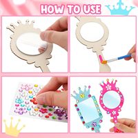Miroir en bois à finir soi-même, miroir à main pour enfants, miroir de maquillage princesse, décoration de fête d'anniversaire pour enfants, cadeau pour filles