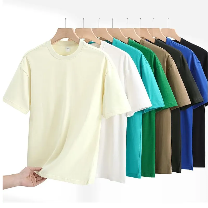 Özel ağır boy Unisex işlemeli 280 Gsm Premium pamuk T Shirt erkekler kadınlar için Unisex beyaz tişört yüksek kalite