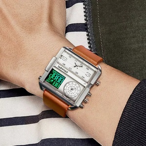 Reloj de Cuarzo de Moda para Hombre Mark Fairwhale 4270, Esfera Cuadrada, Correa de Cuero de 20 mm, Caja de Acero Inoxidable, Calendario, Luminoso, Casual - Product Image 3