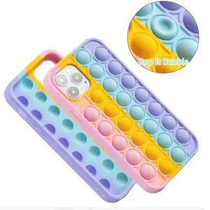 Wholesale game machine phone case-2021 Amazon Funny Fidget popit toy game push bubble Silicone Phone Case for iphone 11 pro max phone case