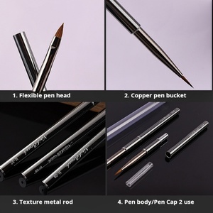 New Metal Pen Holder Nail <b>Brush</b> Set of 15 Nail Salon Exclusive Customizable Personal Brand logo Nail <b>Brushes</b> - Product Image 3