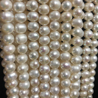 Perles en vrac 8-9 mm, perles d'eau douce naturelles semi-finies pour collier, perles blanches pures presque rondes pour la fabrication artisanale DIY