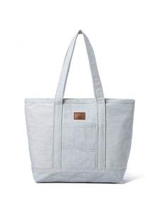 <span class=keywords><strong>2023</strong></span> sac fourre-tout en jean moyen pour femmes avec fermeture ouverte et conception à poignée Logo imprimé personnalisé pour une utilisation en extérieur sac de dame à vendre - Product Image 3