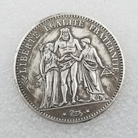 Réplica de Moneda Francesa Antigua de 5 Francos, Copia de Hércules, Hecha de Latón