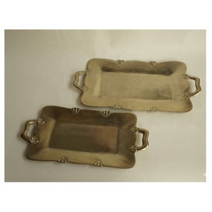 Bandeja Rectangular de Aleación de Aluminio Pulido de Alta Calidad, Acabado en Latón Antiguo, Plato para Servir, Metal para Comedor, Uso Multiusos - Product Image 4