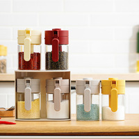 Bocaux à épices en verre pour cuisine, multi-compartiments, tout-en-un, avec couvercle-cuillère intégré, ensemble complet, design minimaliste moderne