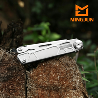 Outdoor-Camping-Taschenmesser aus Edelstahl, Multifunktions-Scheren-Kombi-Werkzeug, EDC-Klappmesser mit Rindslederbox