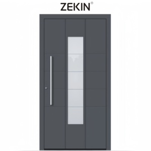 Porte d'entrée résidentielle double ZEKIN DOOR UK, en acier et aluminium, avec système de verrouillage multiple, maison intelligente, rupture thermique, porte moderne minimaliste, sécurité - Product Image 1