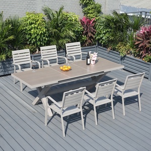 <span class=keywords><strong>Tavolo</strong></span> Estensibile in Alluminio Leggero con Piano in Pietra Sinterizzata Moderna, Superficie Grigia, per Esterni e Patio - Product Image 4