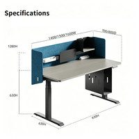 Bureau réglable en hauteur à trois niveaux avec support pour tour d'ordinateur suspendu, disponible en plusieurs couleurs, adapté aux bureaux.