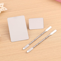 Palet baja tahan karat untuk seniman kosmetik Makeup pencampur palet DIY dengan alat Spatula untuk melukis kuku Alas Bedak Cair
