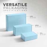 Boîte d'expédition en carton ondulé recyclable bleu clair personnalisée avec bande de déchirement à fermeture éclair, ouverture facile, logo imprimé sur mesure