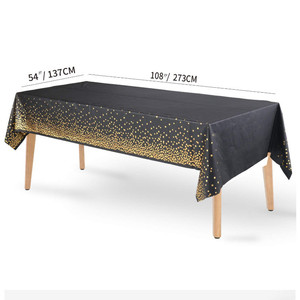 <strong>Plastic</strong> Tablecloths for Rectangle Party <strong>Tables</strong> Disposable with Gold Disc Rectangular <strong>Table</strong> <strong>Cover</strong> - Product Image 3