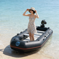 Bateau de pêche gonflable en PVC Hailebao, moteur électrique/essence 4HP, capacité 5 personnes, pour la dérive, le ski nautique, le surf sur les lacs, noir 1