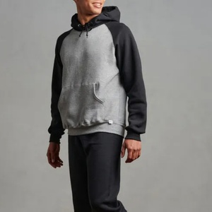 Sweat à capuche décontracté pour homme à manches raglan, avec cordon de serrage, personnalisé, bicolore, patchwork, brodé, vente en gros pour l'automne - Product Image 5