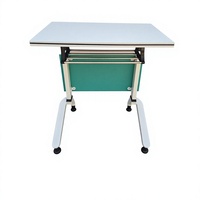Table pliante mobile pour salle de classe, formation, conférence, réunion, avec roulettes, plateau en bois, structure métallique, pour école, chambre, salle à manger