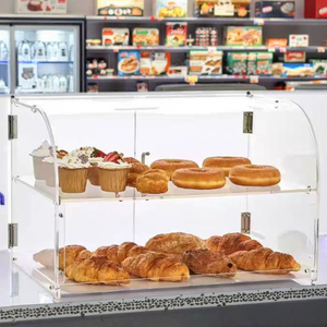 Nhiệm vụ ánh sáng trong suốt <span class=keywords><strong>Acrylic</strong></span> bánh mì tủ chống bụi hiển thị bánh đứng với khay bánh cho bánh và bánh ngọt trình bày - Product Image 5