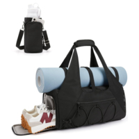 Sac de sport de voyage léger pour femme avec compartiment à chaussures Porte-bouteille multifonctionnel à poche humide pour yogis de week-end