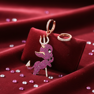 Rubí CZ piedra diablo diseño venta al por mayor 925 esterlina encanto colgante pendiente chapado en oro rosa joyería de plata de moda - Product Image 3