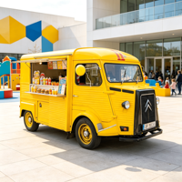 Vintage Retro Citroen Electric Mobile Food Truck Trailer with Commercial Electric Hot Dog Roller Machine for Amusement Park