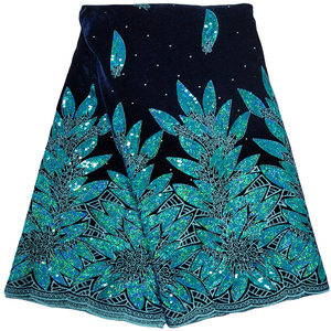 3576, оптовая продажа, высококачественный мягкий Африканский бархатный материал с блестками, французская кружевная ткань для женщин, Свадебные Элегантные вечерние платья - Product Image 1