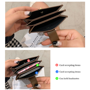 Portafoglio vintage in pelle PU con chiusura a chiave, porta <span class=keywords><strong>carte</strong></span> compatto a due ante con tasca portamonete, elegante portafoglio marrone da donna per l'uso quotidiano - Product Image 4