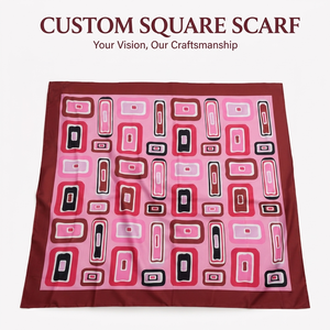 Custom Printed Geometric <b>Square</b> <b>Scarf</b> <b>Silk</b> Feel Bandana Fashion Head <b>Scarf</b> Personalized Design OEM ODM Manufacturer - Product Image 1