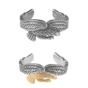 Bague de fiançailles pour homme en acier inoxydable plaqué titane avec design géométrique, bague en forme d'aigle vintage, style punk - Product Image 1