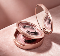 Boîte d'emballage pour cils en or rose ronde vide en gros, disponible en double/triple/quatre couches, emballage cosmétique