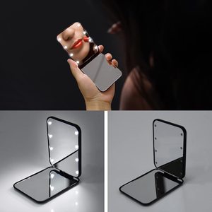 Espejo de bolsillo para maquillaje de viaje, portátil, aumento de 1X/<span class=keywords><strong>2X</strong></span>, espejo de monedero compacto LED con luz de mano, pequeño iluminado para regalo - Product Image 3